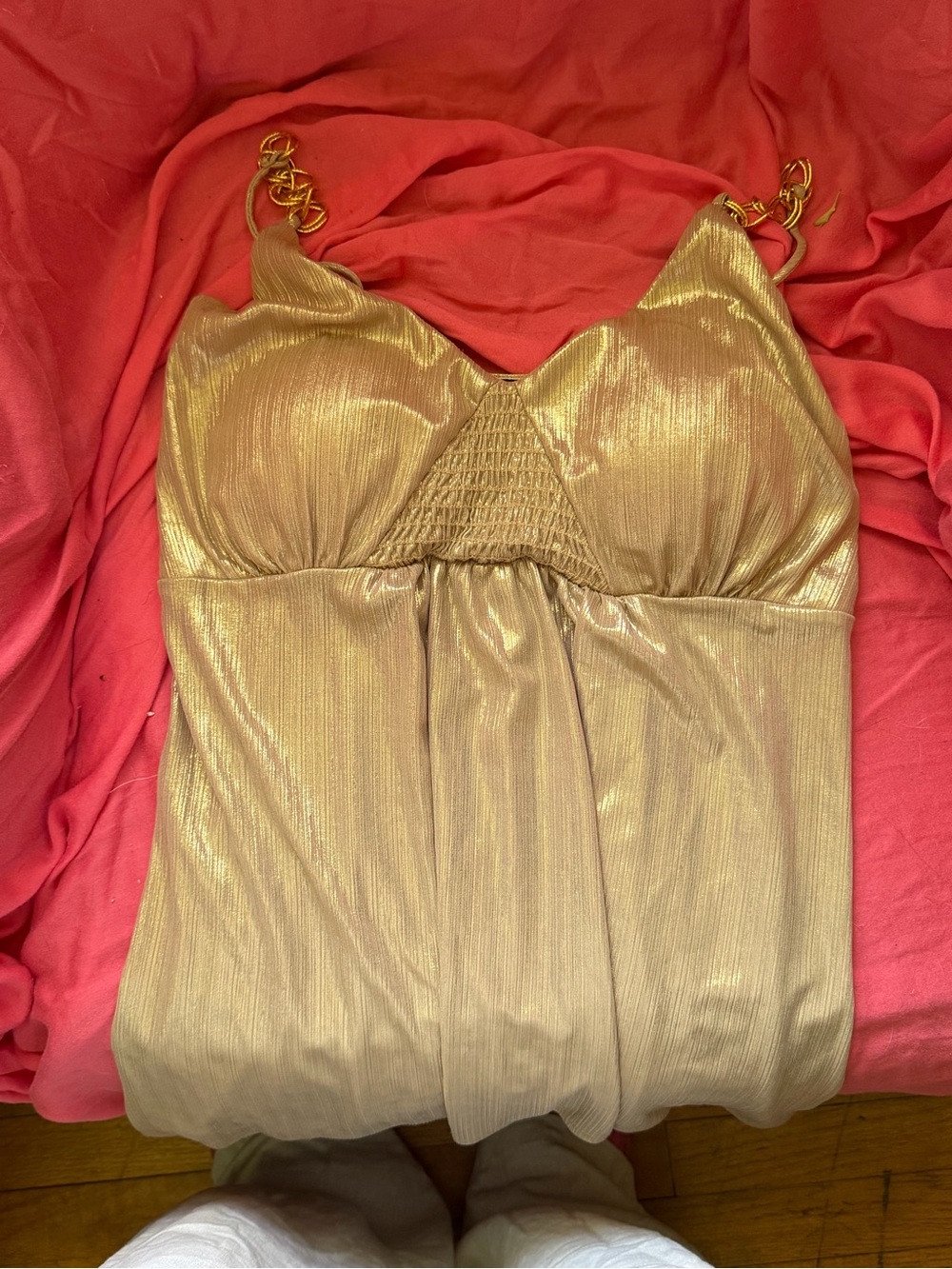 Arianne Gold Metallic Chain-Strap Cami